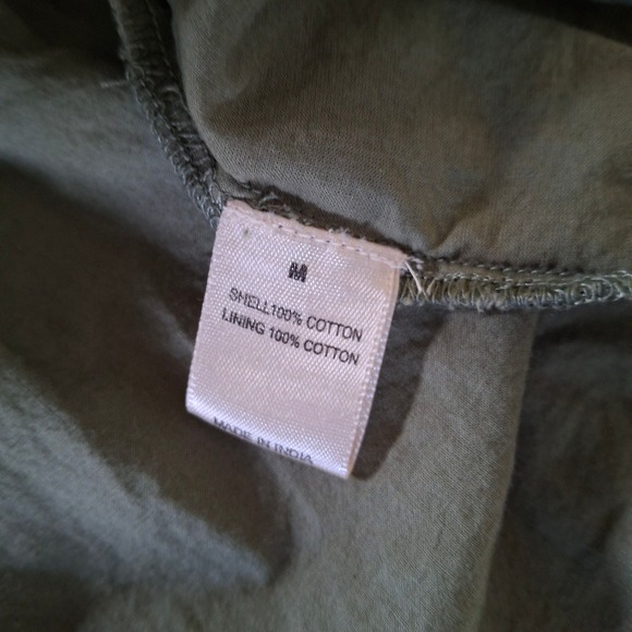 Dizzy Lizzy Olive Green Cotton Smocked Midi Dress Womens Medium Ruffle Hem Boho - Picture 6 of 7